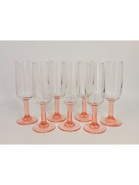 7.25" Peach Pink Blush Stemmed Champagne Glass - One Glass